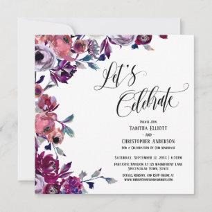 Let's Celebrate Flourishing Script Bold Flowers Invitation