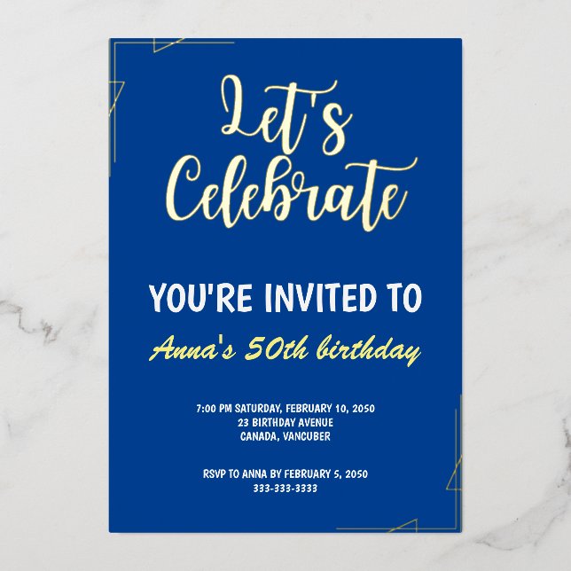 Let's Celebrate Foil Invitation (Front)
