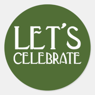 Let's Celebrate Green Art Deco Birthday Classic Round Sticker