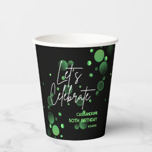 Let's Celebrate Green Bokeh Gradient Birthday Paper Cups