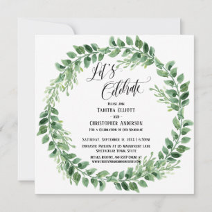 Let's Celebrate Green Wreath Reception-Only Invitation