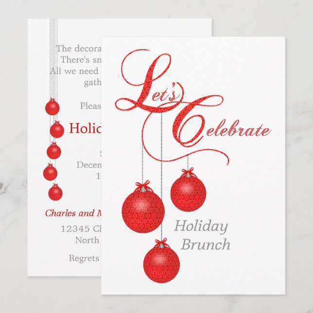 Let's Celebrate Holiday Brunch Invitation (Front/Back)