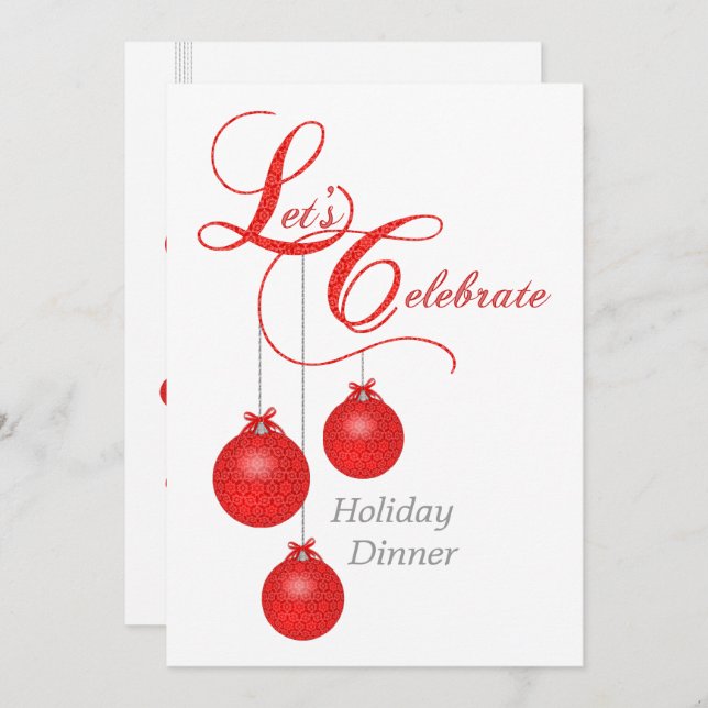 Let's Celebrate Holiday Dinner Invitation (Front/Back)