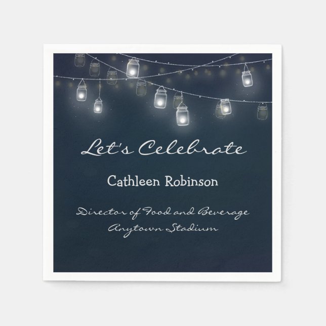 Let's Celebrate Honoree and Title Cafe Lights  Napkin (Front)