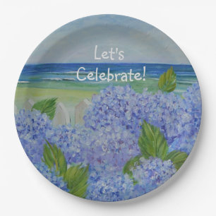 Let's Celebrate Hydrangea Beach Paper Plate