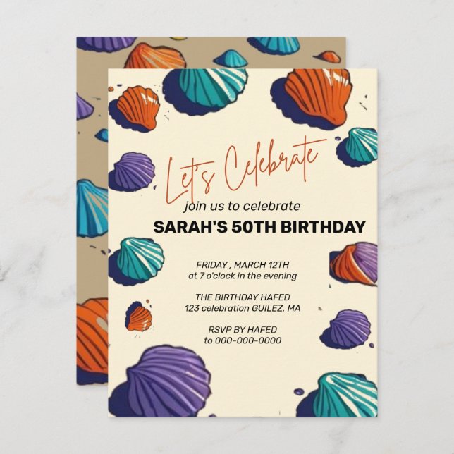 Let's Celebrate Invitation Template, Editable Surp (Front/Back)
