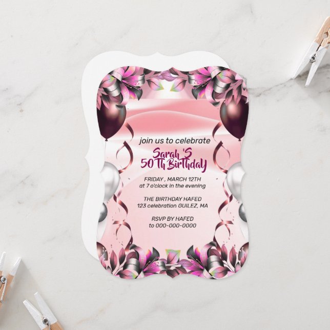 Let's Celebrate Invitation Template, Editable Surp (Front/Back In Situ)