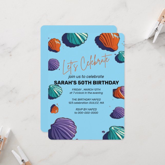 Let's Celebrate Invitation Template, Editable Surp (Front/Back In Situ)