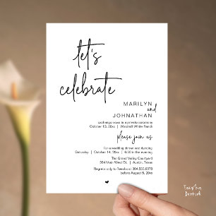 Let's Celebrate, Minimal Modern Wedding Reception Invitation