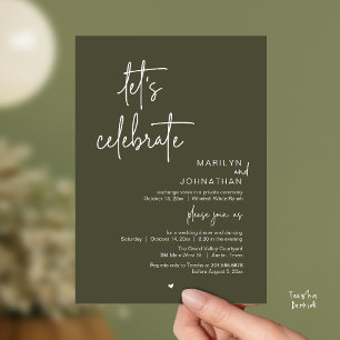 Let's Celebrate, Minimal Modern Wedding Reception Invitation
