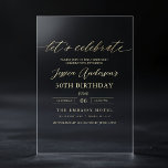 Let's Celebrate Minimalist Gold 30th Birthday Acrylic Invitations<br><div class="desc">Mark a milestone in style with the Let's Celebrate Minimalist Gold 30th Birthday Invitation. Designed with elegant gold script and a sleek minimalist layout, this invitation sets the tone for a sophisticated and memorable celebration. Perfect for modern birthday gatherings, it offers a timeless and chic way to invite guests to...</div>