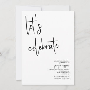 Let's Celebrate Modern Black Script Invitation