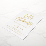 Let's Celebrate Modern Blue Script Birthday<br><div class="desc">Modern script Let's Celebrate!,  foil birthday party invitation. Back of card features cool retro sunburst pattern in blue.</div>