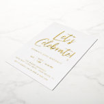 Let's Celebrate Modern Blue Script Birthday<br><div class="desc">Modern script Let's Celebrate!,  foil birthday party invitation. Back of card features cool retro sunburst pattern in blue.</div>