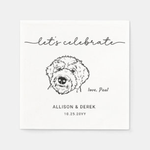 Let's Celebrate Modern Cute Pet Dog Lovers Wedding Napkin