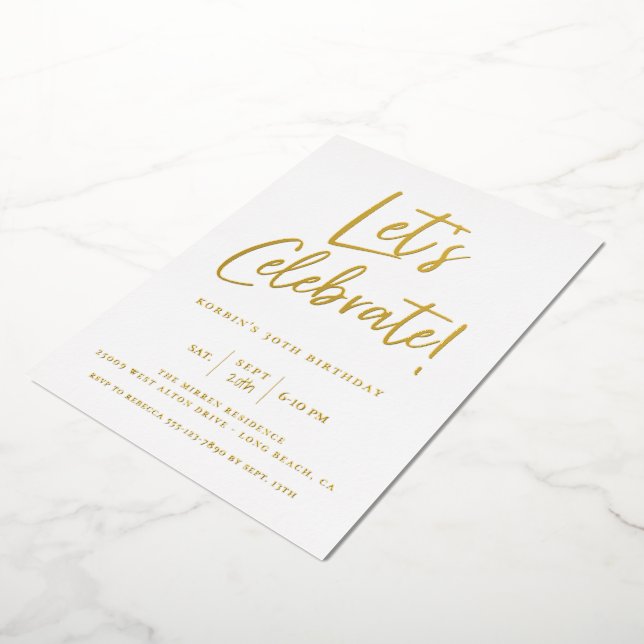 Let's Celebrate Modern Foil Script Birthday (Rotated)