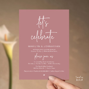 Let's Celebrate, Modern Minimal Wedding Reception Invitation