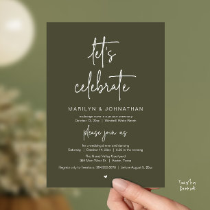 Let's Celebrate, Modern Minimal Wedding Reception Invitation