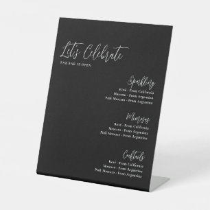 Let's Celebrate Moody Black Bridal Shower Bar Pedestal Sign