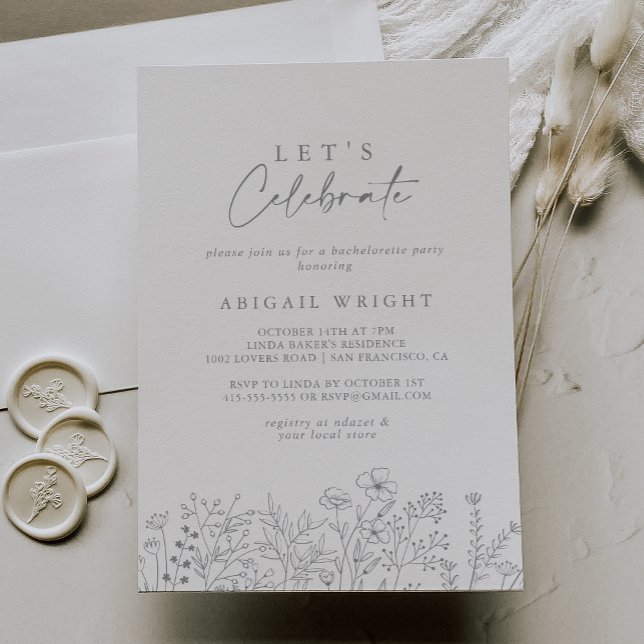 Let's Celebrate Neutral Wildflower Party   Invitation (Creator Uploaded)
