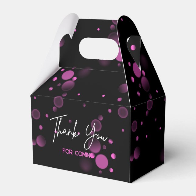 Let's Celebrate Pink Bokeh Gradient Black Birthday Favour Box (Front Side)