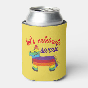 Let's Celebrate Rainbow Donkey Piñata Party Fiesta Can Cooler