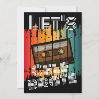 Let's Celebrate School Reunion 80"s Cassette Tape Invitation