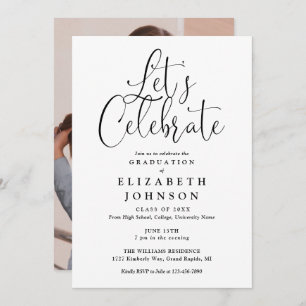 Lets Celebrate Script Photo Graduation Party Invitation