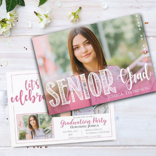 Let's Celebrate Senior Grad Pink Graduation Invitation