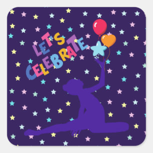 Let's Celebrate Stars and Balloons  Square Sticker