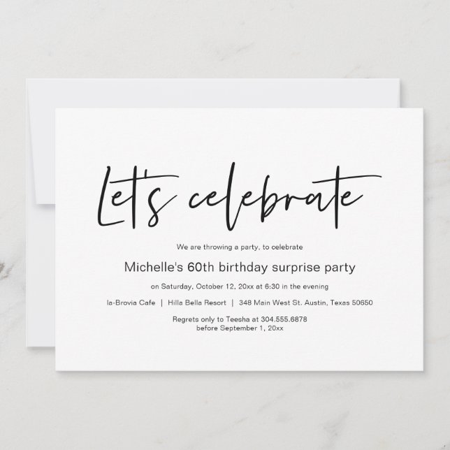 Let's celebrate, Surprise Birthday Party Invitation (Front)