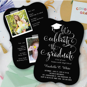 Let's Celebrate The Graduate Black & White Party  Invitation