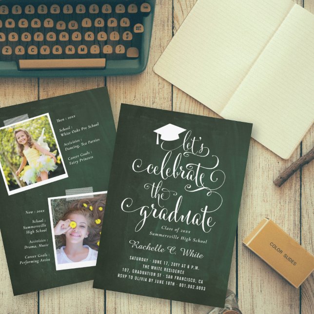 Let's Celebrate The Graduate Chalkboard Grad Party Invitation (Creator Uploaded)