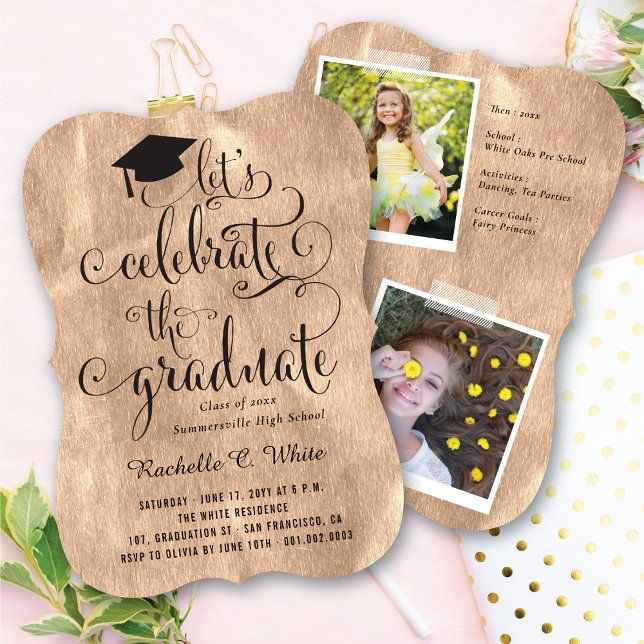 Let's Celebrate The Graduate Copper Grad Party Invitation (Creator Uploaded)