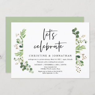 Let's Celebrate, Wedding Elopement Dinner Party Invitation