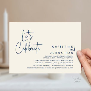Let's Celebrate, Wedding Elopement Dinner Party Invitation