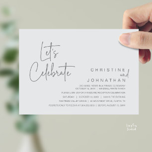 Let's Celebrate, Wedding Elopement Dinner Party Invitation