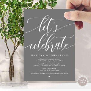 Let's Celebrate Wedding Elopement Party, Navy Blue Invitation