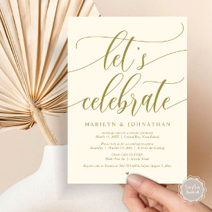 Let's Celebrate Wedding Elopement Party, Navy Blue Invitation