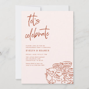 Let's Celebrate Whimsical Doodle Engagement Party Invitation