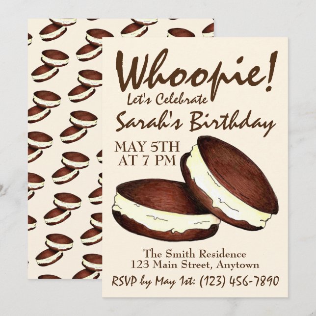 Let's Celebrate! Whoopie Pies Birthday Party Invitation (Front/Back)