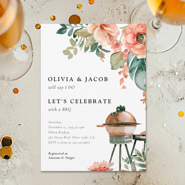 Let's Celebrate with BBQ Couples Shower Invitation (Creator Uploaded)