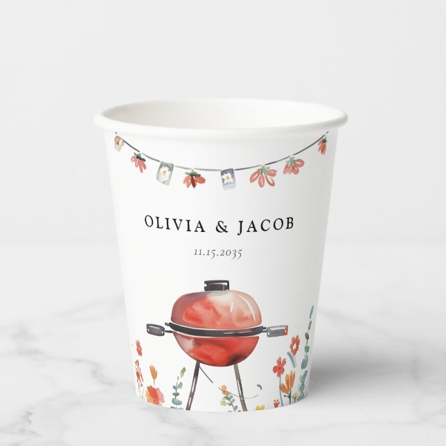 Let's Celebrate with BBQ Couples Shower Paper Cups (Front)