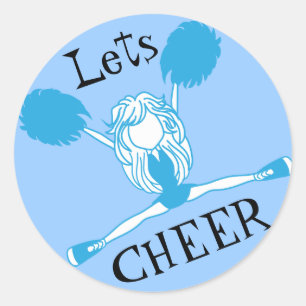 Lets Cheer Blue Cheerleader Classic Round Sticker