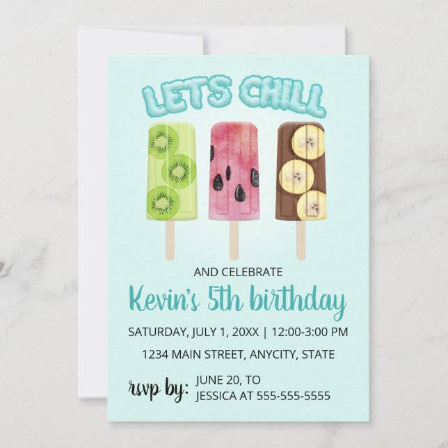 Let's Chill Fruit Bars Birthday Party Invitation (Front)