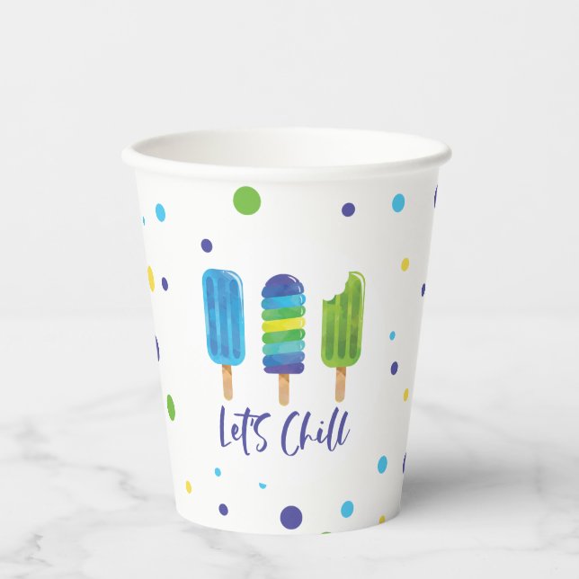 Let's chill Summer Birthday blue green Paper Cups (Front)