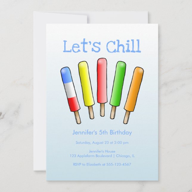 Let's Chill with Colourful Ice Invitation (Front)