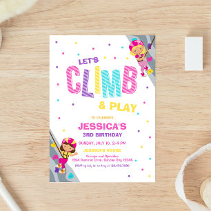 Let's Climb & Play Climbing Birthday Invitation