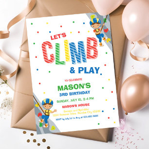 Let's Climb & Play Climbing Birthday Invitation
