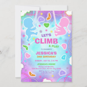Let's Climb & Play Climbing Birthday Invitation